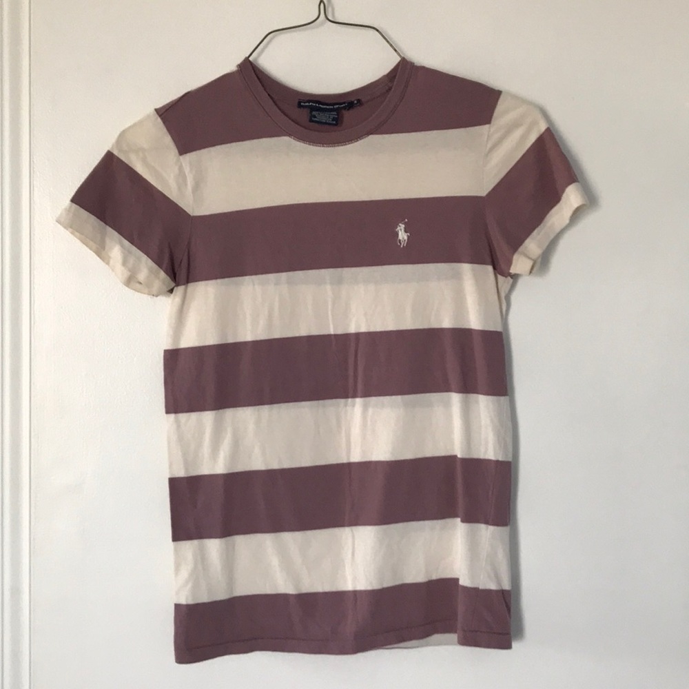 Purple and white striped tee